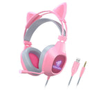 Fone Headset Gamer Gatinho com Fio e LED RGB Fone de ouvido- Orelhas Removíveis