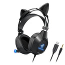Fone Headset Gamer Gatinho com Fio e LED RGB Fone de ouvido- Orelhas Removíveis