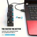 7 Portas 4 LED USB 2.0 Adaptador Hub Interruptor Liga/Desliga Para Computador Laptop PC